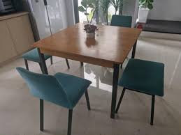 Create your perfect table set by pairing any one of our hundreds of tables and chairs. 4 Seater Cozy Wood And Metal Dining Table With Hidden Drawers Home Furniture Furniture On Carousell