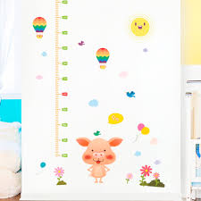 Cartoon Wall Stickers For Kids Rooms Height Measure Hot Air