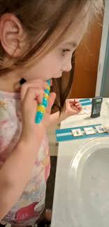 We have been practicing hand-over-hand with these past few months. Tonight,  my 6 year old(level 3 autism, nonverbal) brushed her own teeth.🦷  I am so  so proud of my girl!😍😘