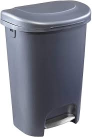 Plastic trash can,blue (1 case with 12 units) $71.49. Amazon Com Rubbermaid Classic 13 Gallon Premium Step On Trash Can With Lid Gun Metal Blue Waste Bin For Kitchen Small Home Kitchen