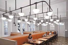 Break Room Lighting Conduit And School House Lights School House Lighting Living Room Lighting Design City Office