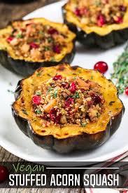 Quinoa Stuffed Acorn Squash Recipe Vegan Thanksgiving Recipes Vegan Thanksgiving Vegan Dishes