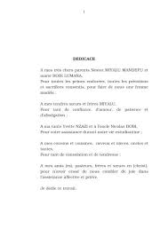 Mais j'ai la certitude qu'il y a. Dedicace A Mes Tres Chers Parents Nestor Miyalu Mandefu Et