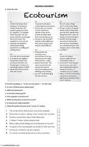 We did not find results for: Reading Comprehension Ecotourism Worksheet