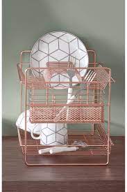 Next 2 Tier Dish Drainer Gold Rose Gold Kitchen Dish Drainers Home Decor Kitchen