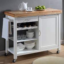 Plenty of kitchen island cart to choose from. Denver White Kitchen Cart With Butcher Block Top Kitchen Islands And Carts