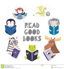 Cute Animals Reading Books Set Stock Vector Illustration Of Clipart Imagination 124175087 Cute Funny Animals Cute Animals Animal Book