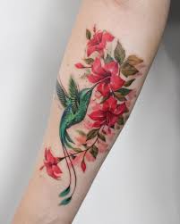 In terms of placement, hummingbird tattoo could be inked on the arm as sleeve tattoo, or on the back, or even on a finger as a tiny tattoo. Hummingbird Hibiscus