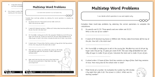 multi step maths word problems year 6 worksheet