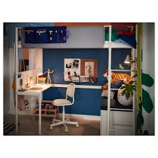 Vitval Loft Bed Frame With Desk Top White Light Grey Ikea