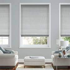 Mounted to the wall or ceiling, large fabric panels slide back and forth on a track for easy operation and have the ability to stack completely clear of the door or window when in the open position. Filigree Misty Blue Roman Blind Blinds Online