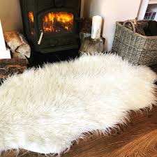 Black And White Sheepskin Rug Soft Fluffy Cream Faux Double Sheepskin Rug Faux Sheepskin Rug Fluffy Rugs Bedroom Rugs On Carpet