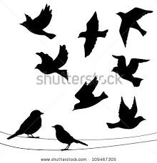 Bird In Flight Silhouette Set Of Birds Silhouettes Flying Sitting Flying Bird Silhouette Bird Silhouette Tiny Bird Tattoos