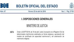 Para obtener el certificado de matrimonio debe dirigirse a la siguiente web: Orden Que Regula Y Amplia La Validez Civil De Los Matrimonios Religiosos Observatorio Del Laicismo Europa Laica
