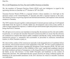 Tanzania Elections Watch On Twitter Our Letter To Zanzibar Electoral Commission Zec Calling On Them For Preparations For Free Fair And Credible Elections In Zanzibar Today Tanzaniaelectionswatch Tanzaniadecides2020 Https T Co 9cafxghfst