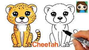 Cute easy cartoon animal drawings color. How To Draw A Cheetah Easy Cute Cartoon Animal Social Useful Stuff Handy Tips