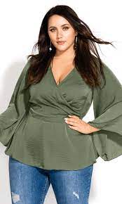 How do you promote your style with professional office wear? Shop Women S Plus Size Women S Plus Size Kimono Wrap Top Moss