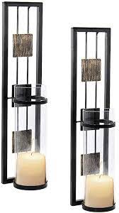 This metal sconce measures 21.75 inches high and the metal post that attaches to the wall is 1.5 inches wide. Amazon Com Shelving Solution Wall Sconce Candle Holder Metal Wall Decorations For Living Room Bathroom Dining Room Set Of 2 Home Kitchen