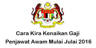 Kerajaan tetap melaksanakan kenaikan satu tangga gaji bagi 1.4 juta penjawat awam pada 1 julai ini seperti yang dijanjikan dalam bajet 2016. Panduan Pengiraan Kenaikan Gaji Penjawat Awam Mulai Julai 2016 Cikgu Share