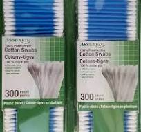 Double Tip 100% Pure Cotton Swabs 300 Tips/Pk Select Color 2 Packs (Blue)