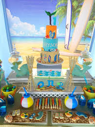 1st Birthday Theme Ideas For Boy Surfs Up Dude Catchmyparty Com Surf Birthday Pool Birthday Party Baby Boy 1st Birthday Party