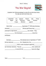 World War 2 Worksheets For Kids Social Studies Worksheets Cloze Activity