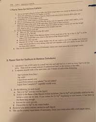 Answers to flame test lab qs— presentation transcript different elements will have flames of different colors we are going to look at six different metals and their flame colors! Solved 114 Labo Qualitative Analysis 1 Flame Tests For V Chegg Com