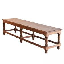 Anglo Indian Teak Bench With Turned Wood Legs