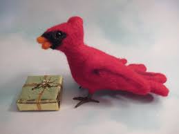 Felted Cardinal Northern Cardinal Handmade Bird Wild Bird Decor Wild Birds Bird Decor Northern Cardinal