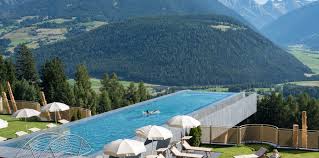Hotel Hubertus South Tyrol Italy This Infinity Pool Has A Glass Bottom Hangs 40 Ft Above The Ground So You Can Fly As You S Pool Infinity Pool Spa Pool