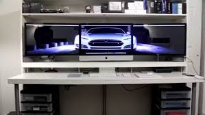 I decided to construct my desk out of a door slab and some adjustable desk legs from ikea. Desk Tour 2014 Ikea Custom Desk Hack Youtube