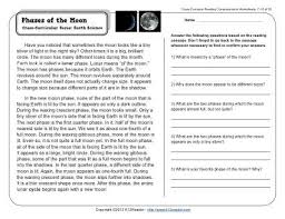 Phases Of The Moon 3rd Grade Reading Comprehension Worksheet