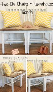 Two Old Chairs Make A Perfect Bench For An Entryway Or Foyer Repurposed Upcycle Redo Old Wooden Chairs Chairs Repurposed Old Chairs