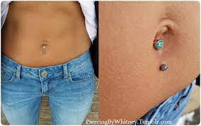 Lower Navel Using A Mint Green Bezel Gem Barbell From Anatometal Bellybutton Piercings Belly Button Piercing Jewelry Hip Piercings