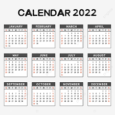 2022 Calendar Black English Letters 2022 Calendar Calendar Month Png And Vector With Transparent Background For Free Download