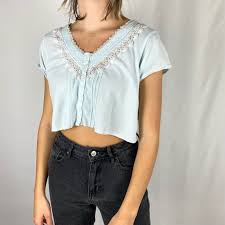 Y2k Baby Doll Blue Crop Shirt Etsy