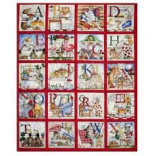 2/3 yard c10184 off white abc toss. Hungry Animal Alphabet On Red Fabric Panel