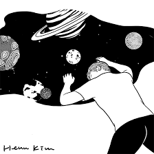 My Universe Is Expanding Slowly Hennkim Henn Art Illustration Drawing Sketch Black Black And White Illustration Black And White Sketches Space Drawings