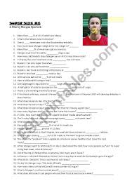 Over _____100_ million americans are today either overweight or obese. Super Size Me Quiz Esl Worksheet By Csarc68