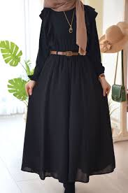Kemerli Siyah Renk Etek Eminos Butik Islami Giyim Mutevazi Kiyafetler Islami Moda