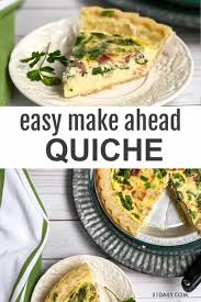 Make Ahead Quiche With Bacon Cheese And Spinach Recipe Bacon Quiche Spinach Quiche Recipes Quiche Recipes