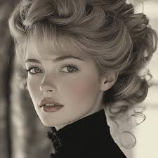 Hazel Drew the 20 years old young beautiful young woman with blonde hair in  Pompadour hair style of