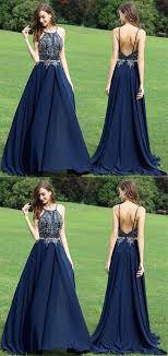 Halter Navy Blue Prom Dress Beaded Long Prom Dress Backless Stain Evening Dress Prom Dresses Blue Backless Prom Dresses Navy Blue Prom Dresses