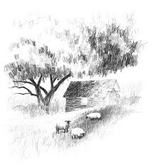 How to draw a monochrome landscape step by step for beginners using water colour. A Landscape Drawing Lesson And Free Caran D Ache Pencils Artists Network