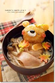 焼きおにぎりクマちゃんのスープ丼 food humor food kawaii food