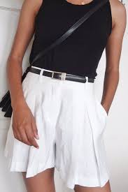 Black And White Shorts Outfit Secondhand Capsule Wardrobe Pieces Jessica Harumi Thredup White Shorts Tailored Shorts Dressy Shorts Outfits Dressy White Shorts Capsule Wardrobe Pieces