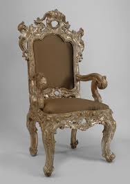 About Us Pair Of Antique Italian Rococo High Back Silver Gilt Carved Throne Style Arm Chairs With Beige Upholstered Seat And Back Rococo Chair Armchair Chair