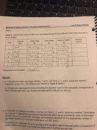 Solved Methods Of Measurement Precision And Accuracy Lab B Chegg Com