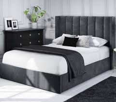 Einfach full size modern deluxe platform bed frame button tufted fabric upholstered bed frame with adjustable headboard/ strong wood slats support/ mattress foundation/ easy assembly, dark grey. Charlton Upholstered Wingback Bed Soft Velvet Brookland Designs