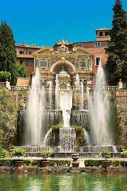 The Water Jets Of The Organ Fountain 1566 Housing Organ Pipies Driven By Air From The Fountains Villa D Este Ti Tivoli Italy Tivoli Gardens Italy Landscape